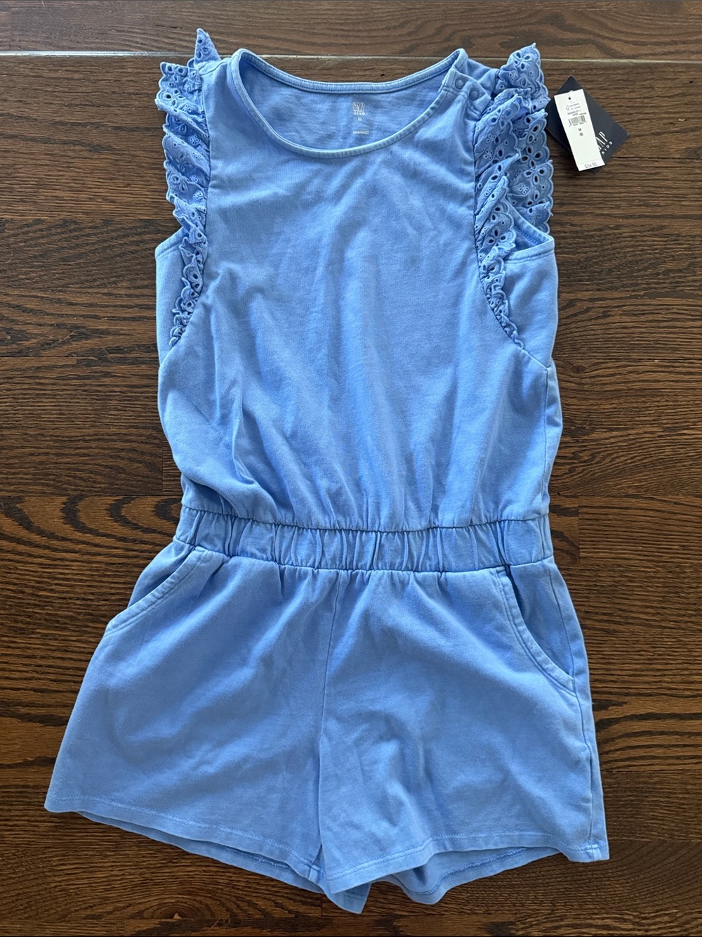 GAP Light Blue Eyelet Ruffle Sleeve Romper